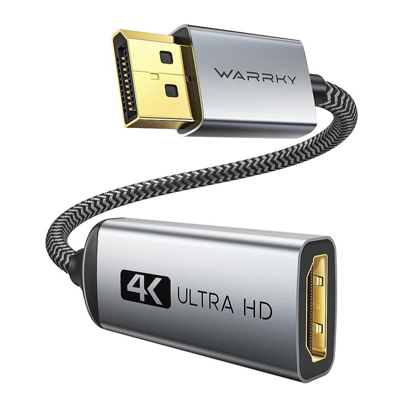 Warrky 4K DisplayPort to HDMI Adapter, Uni-Directional [Metal Case, Gold-Plated Pins] Display Port Source to HDMI Monitor Converter 1080P@120Hz Compatible for HP, AMD, NVIDIA. Male to Female - Image 1